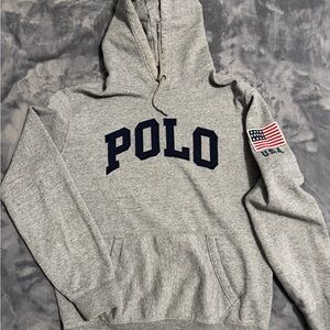 Polo by Ralph Lauren Heather Gray Hoodie with Navy Accents